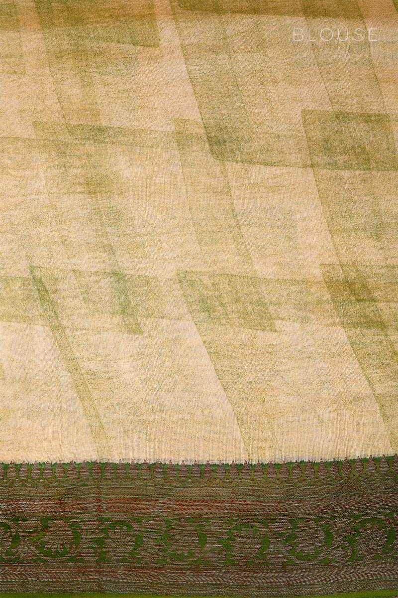 Finch Green Woven Chanderi Silk Saree - Chinaya Banaras