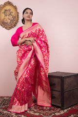 Regal Pink Ethnic Handwoven Banarasi Silk Saree