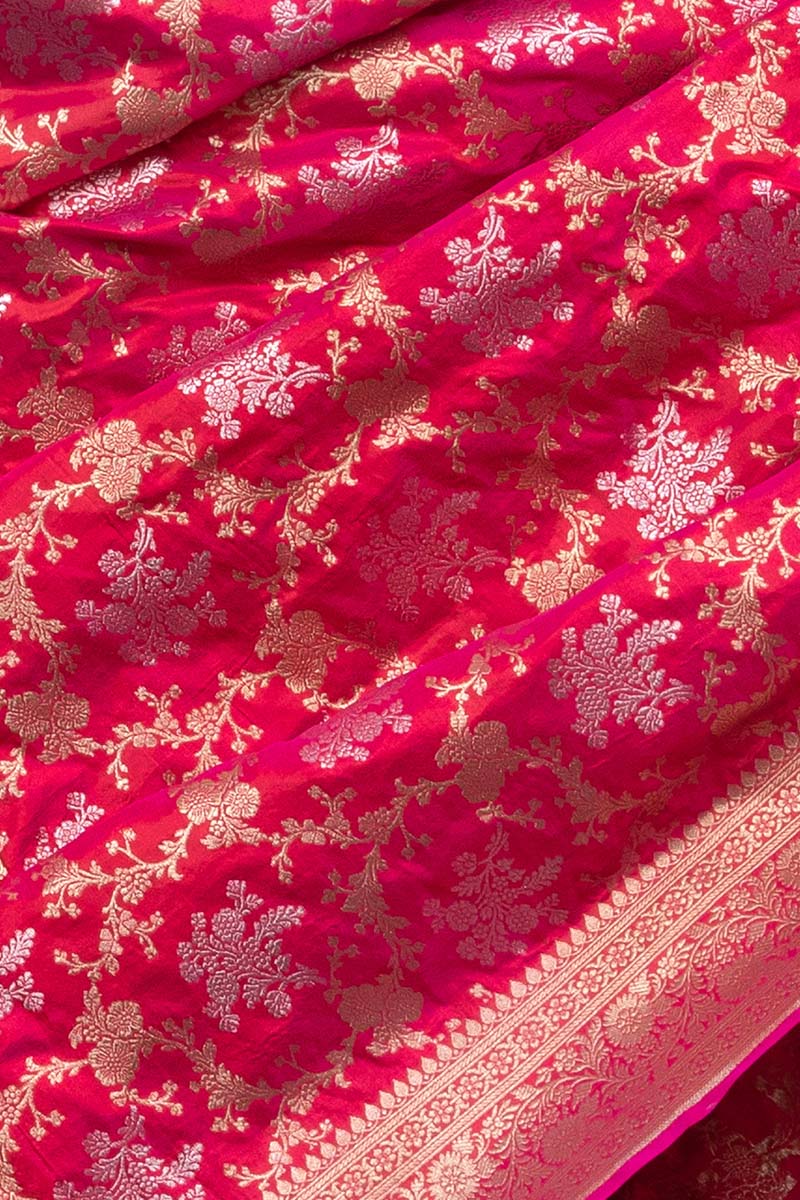 Floral Jaal Handwoven Banarasi Silk Saree - Chinaya Banaras