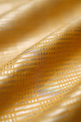 Gold Yellow Geometrical Woven Mulberry Silk Fabric - Chinaya Banaras