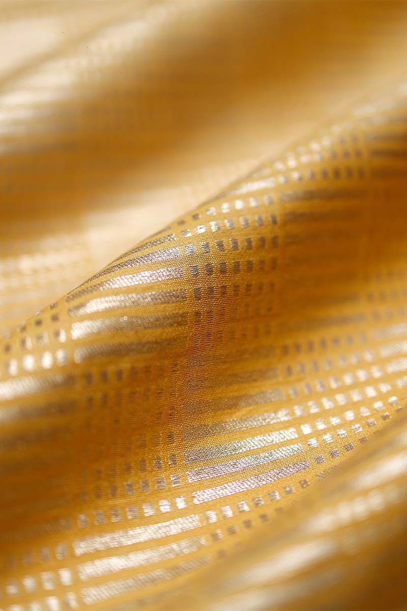 Gold Yellow Geometrical Woven Mulberry Silk Fabric