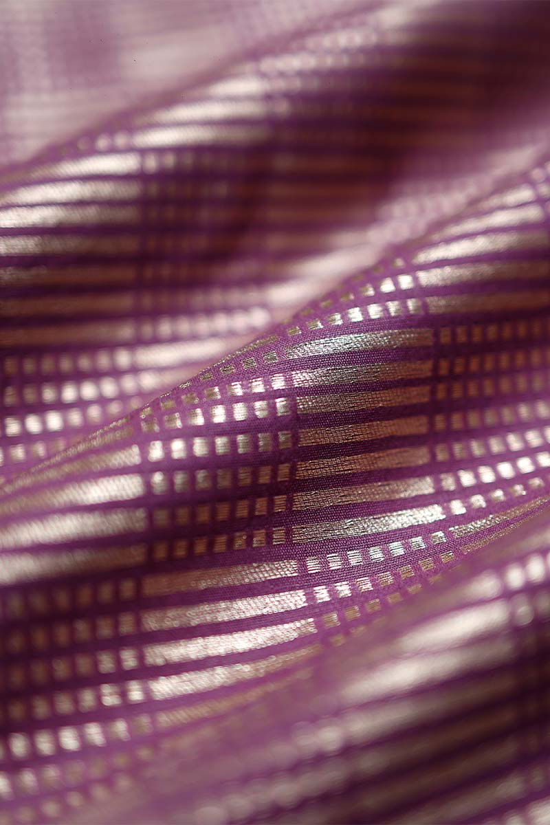 Purple Geometrical Woven Mulberry Silk Fabric