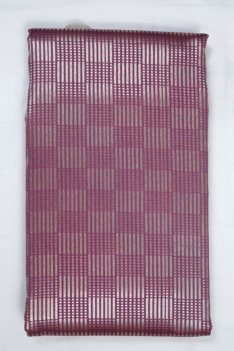 Purple Geometrical Woven Mulberry Silk Fabric