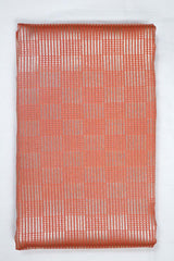 Coral Geometrical Woven Mulberry Silk Fabric - Chinaya Banaras