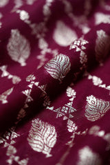 Wine Ethnic Woven Mulberry Silk Fabric