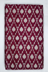 Wine Ethnic Woven Mulberry Silk Fabric