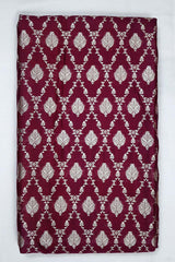 Wine Ethnic Woven Mulberry Silk Fabric - Chinaya Banaras