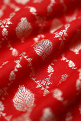True Red Ethnic Woven Mulberry Silk Fabric