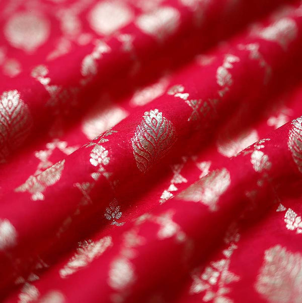 Pink Ethnic Woven Mulberry Silk Fabric