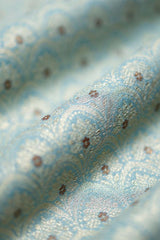 Powder Blue Ethnic Woven Mulberry Silk Fabric - Chinaya Banaras