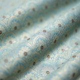 Powder Blue Ethnic Woven Mulberry Silk Fabric