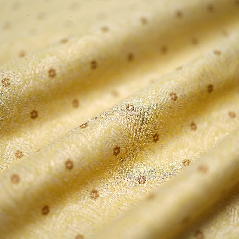 Butter Yellow  Ethnic Woven Mulberry Silk Fabric At Chinaya Banaras