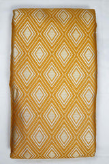 Golden Yellow Geometrical Woven Mulberry Silk Fabric - Chinaya Banaras