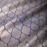 Navy Blue Geometrical Woven Banarasi Silk Fabric At Chinaya Banaras