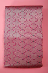 Magenta Pink Geometrical Woven Banarasi Silk Fabric - Chinaya Banaras