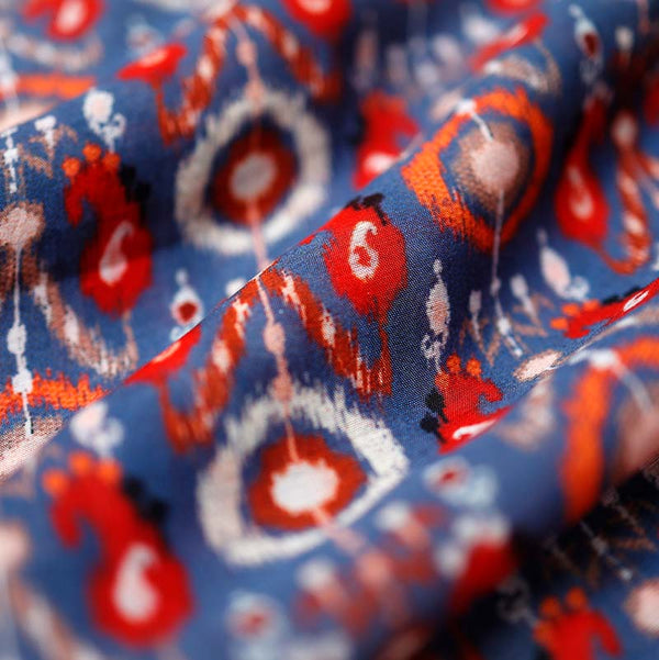 Blue Patola Printed Chanderi Silk Fabric At Chinaya Banaras