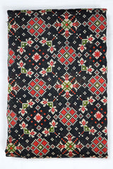 Luxury Black Patola Printed Chanderi Silk Fabric - Chinaya Banaras