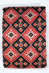 Red & Black Patola Printed Chanderi Silk Fabric - Chinaya Banaras