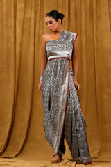 Black  Ethnic Woven Banarasi Katan Silk Fabric