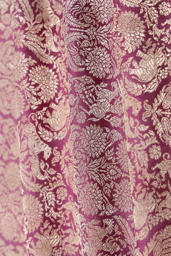 Mauve Handwoven Banarasi Silk Fabric