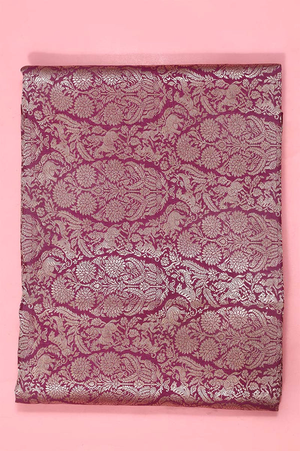 Mauve Handwoven Banarasi Silk Fabric By Chinaya Banaras