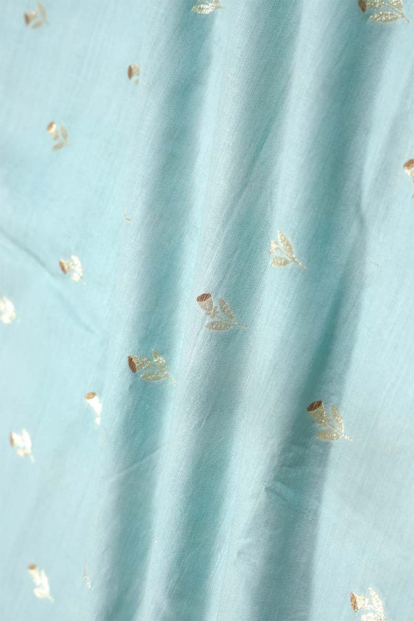 Powder Blue Woven Mulberry Silk Fabric
