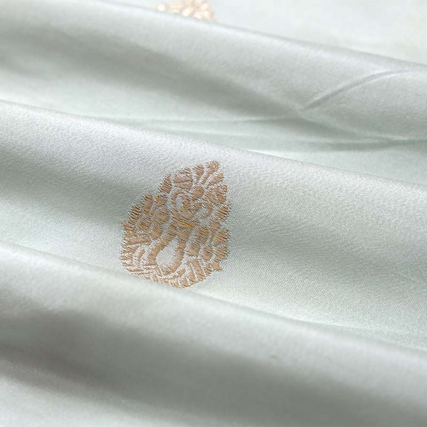 Green Handloom Banarasi Katan Silk Fabric By Chinaya Banaras