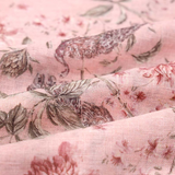 Buy Pink Floral Printed Linen Fabric  