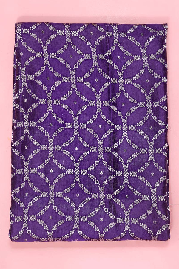 Purple Handloom Banarasi Satin Silk Fabric
