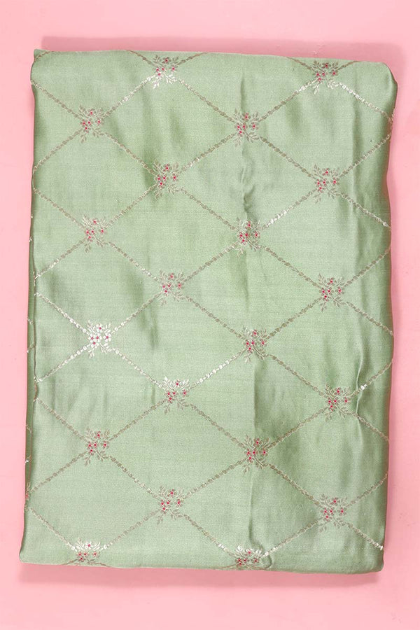 Sage Green Handloom  Satin Silk Fabric