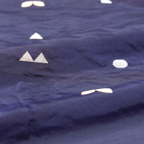 Blue Handloom Banarasi Katan Silk Fabric By Chinaya Banaras
