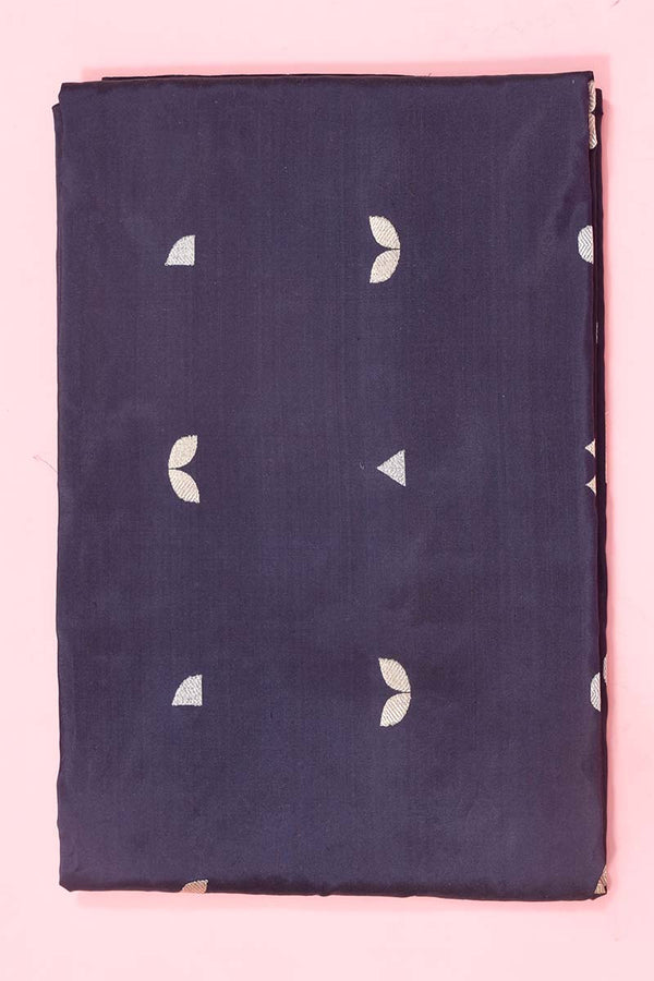 Navy Blue Handloom Banarasi Katan Silk Fabric