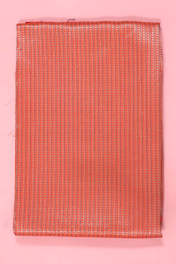 Orange Handloom Banarasi Katan Silk Fabric