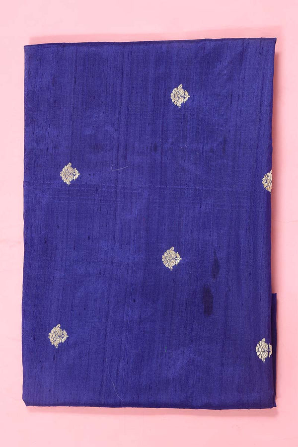 Royal Blue Handloom Banarasi Raw Silk Fabric