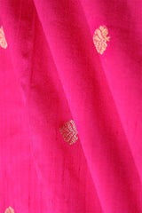 Hot Pink Handloom Banarasi Raw Silk Fabric