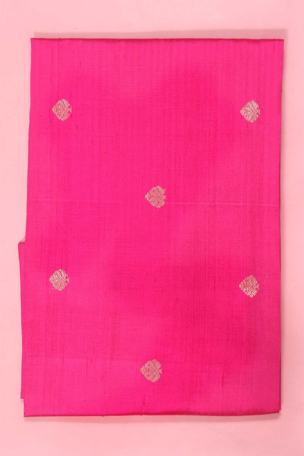 Hot Pink Handloom Banarasi Raw Silk Fabric