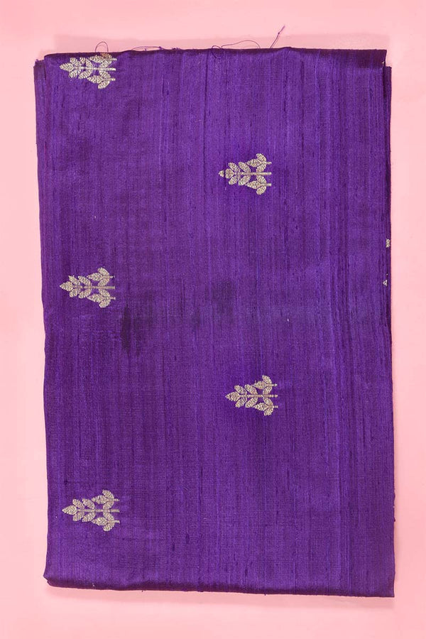 Purple Handloom Banarasi Raw Silk Fabric