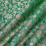 Fabric, green fabric, banarasi fabric, silk fabric, brocade fabric, handloom fabric, indian fabric, Fabric for blouse, fabric for dress, Handloom fabric