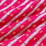 Magenta Pink Banarasi Chiniya Silk Bandhni Fabric