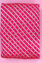 Magenta Pink Banarasi Chiniya Silk Bandhni Fabric