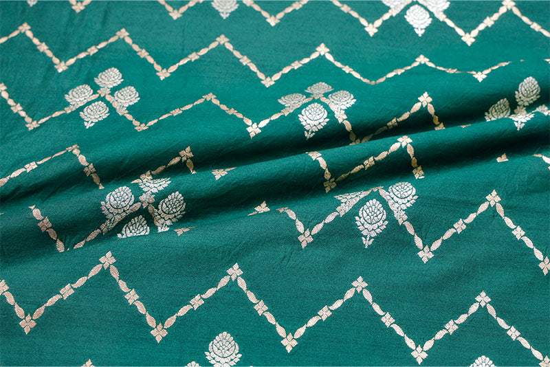 Green Banarasi Chiniya Silk Fabric