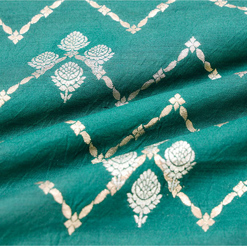 Green Banarasi Chiniya Silk Fabric