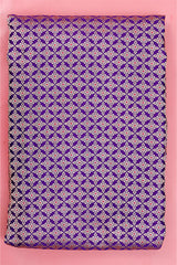 Purple Blue Banarasi Satin Silk Fabric with Meenakari Work