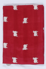 Red Chiniya Banarasi Silk Fabric with Pichwai Motifs