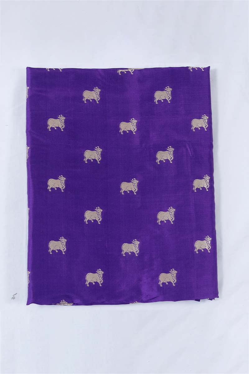 Purple Banarasi Silk Fabric with Pichwai Motifs