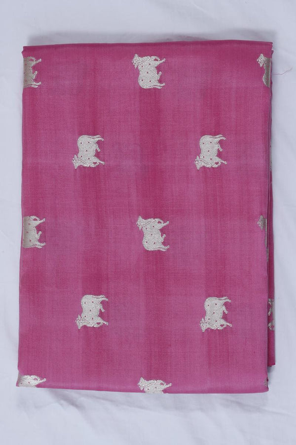 Pink Chiniya Banarasi Silk Fabric with Pichwai Motifs