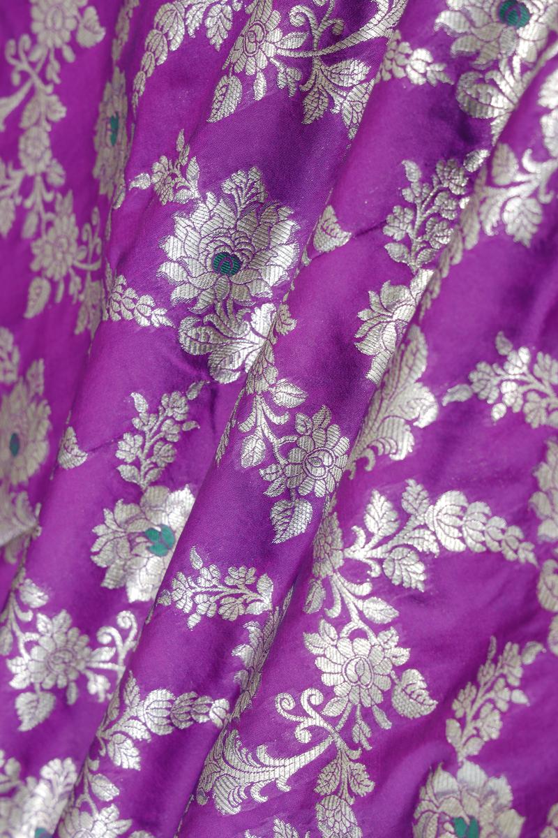 Purple fabric, banarasi fabric​, banarasi brocade fabric​, banarasi silk fabric​, banarasi fabric online​