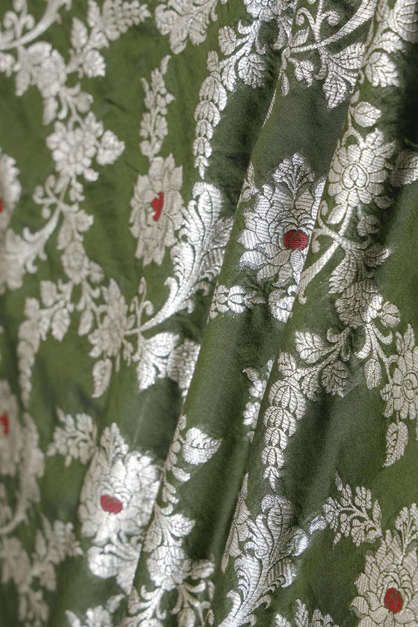 heena green fabric, banarasi fabric​, banarasi brocade fabric​, banarasi silk fabric​, banarasi fabric online​