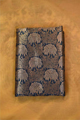 Blue Banarasi Silk Fabric with Floral Jaal Palm Tree Motifs