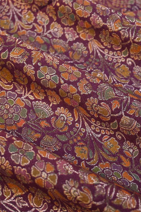 Purple fabric, banarasi fabric​, banarasi brocade fabric​, banarasi silk fabric​, banarasi fabric online​